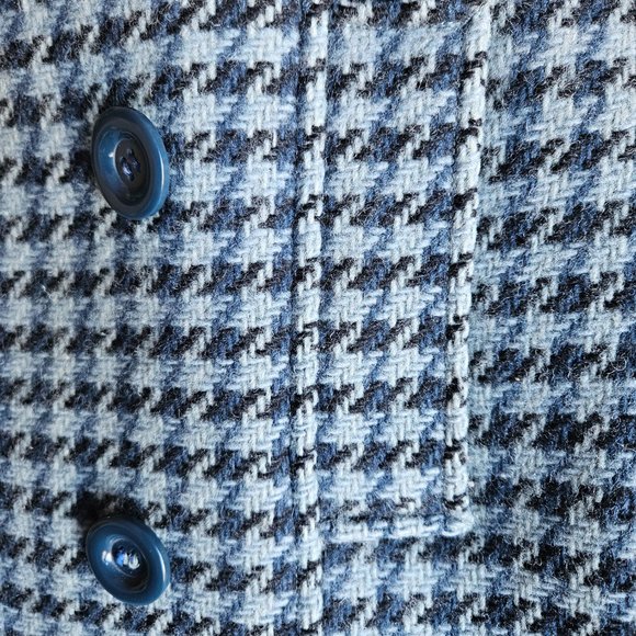 🍋 Reitmans Blue Houndstooth Wool Peacoat - Picture 4 of 11